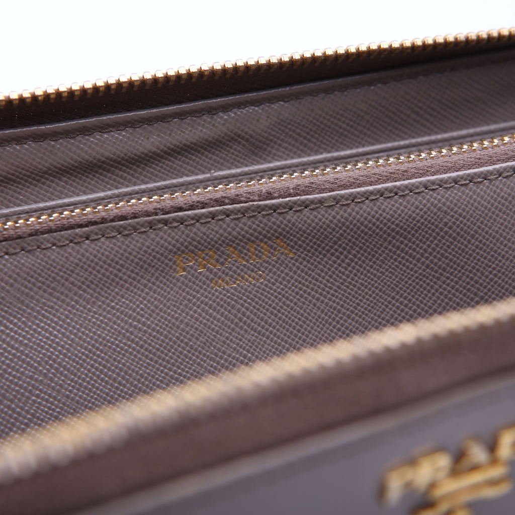 Prada Saffiano Zip Around Wallet Black