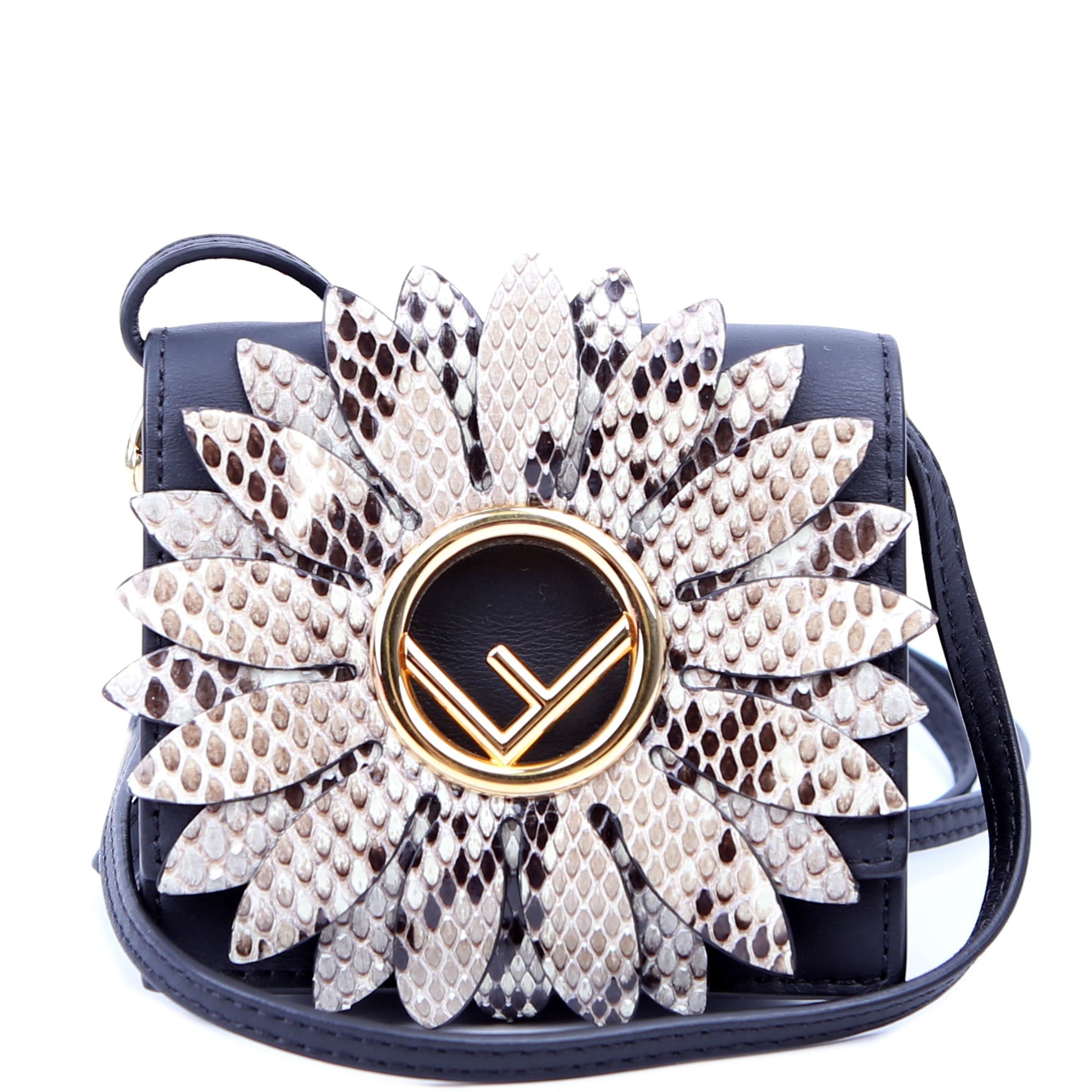 Fendi 8BS003 Kan I Micro Shoulder Vitello Flower F Is Fendi