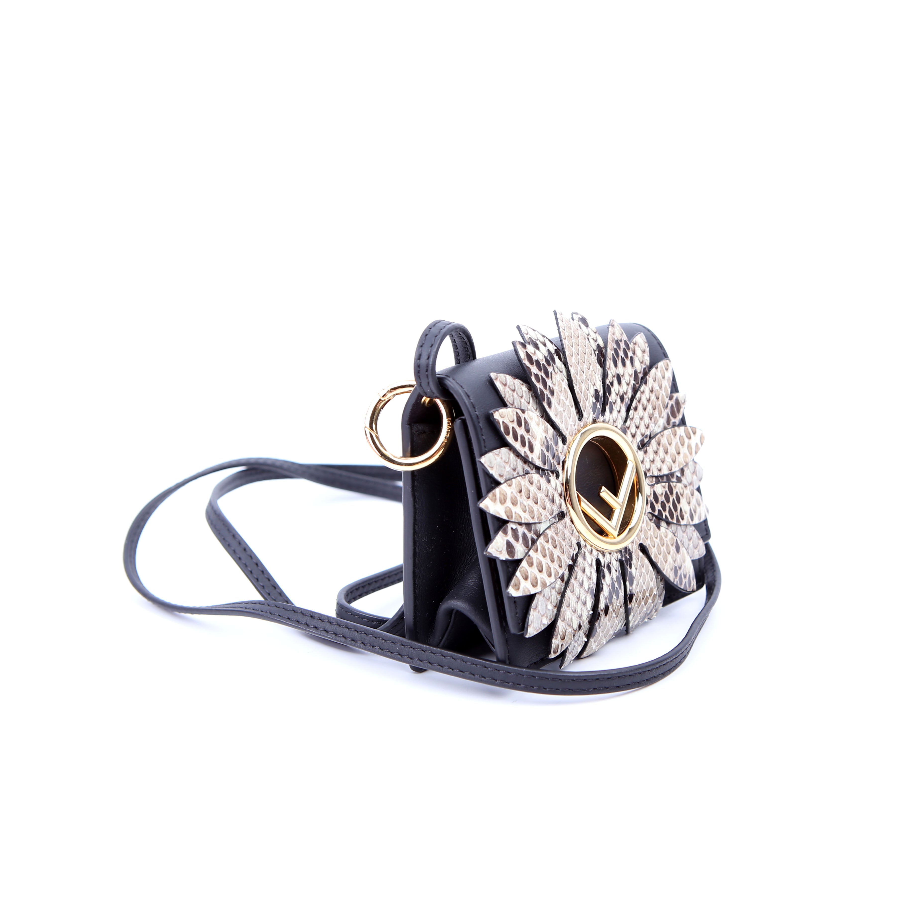 Fendi 8BS003 Kan I Micro Shoulder Vitello Flower F Is Fendi