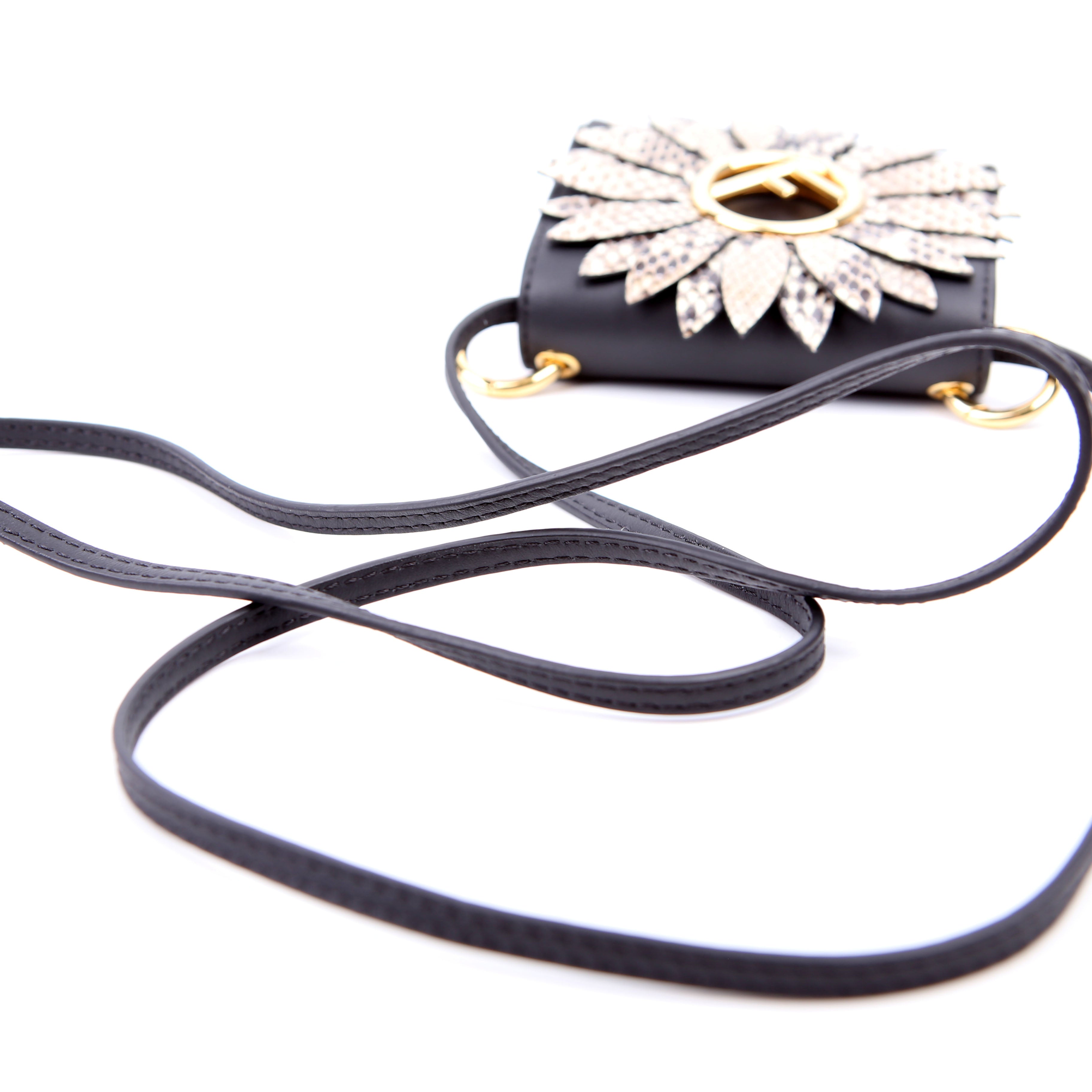 Fendi 8BS003 Kan I Micro Shoulder Vitello Flower F Is Fendi