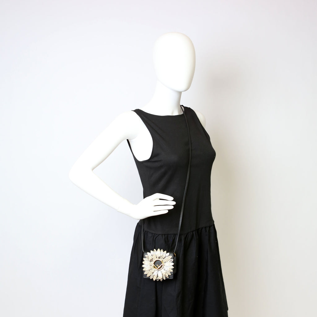 Fendi 8BS003 Kan I Micro Shoulder Vitello Flower F Is Fendi