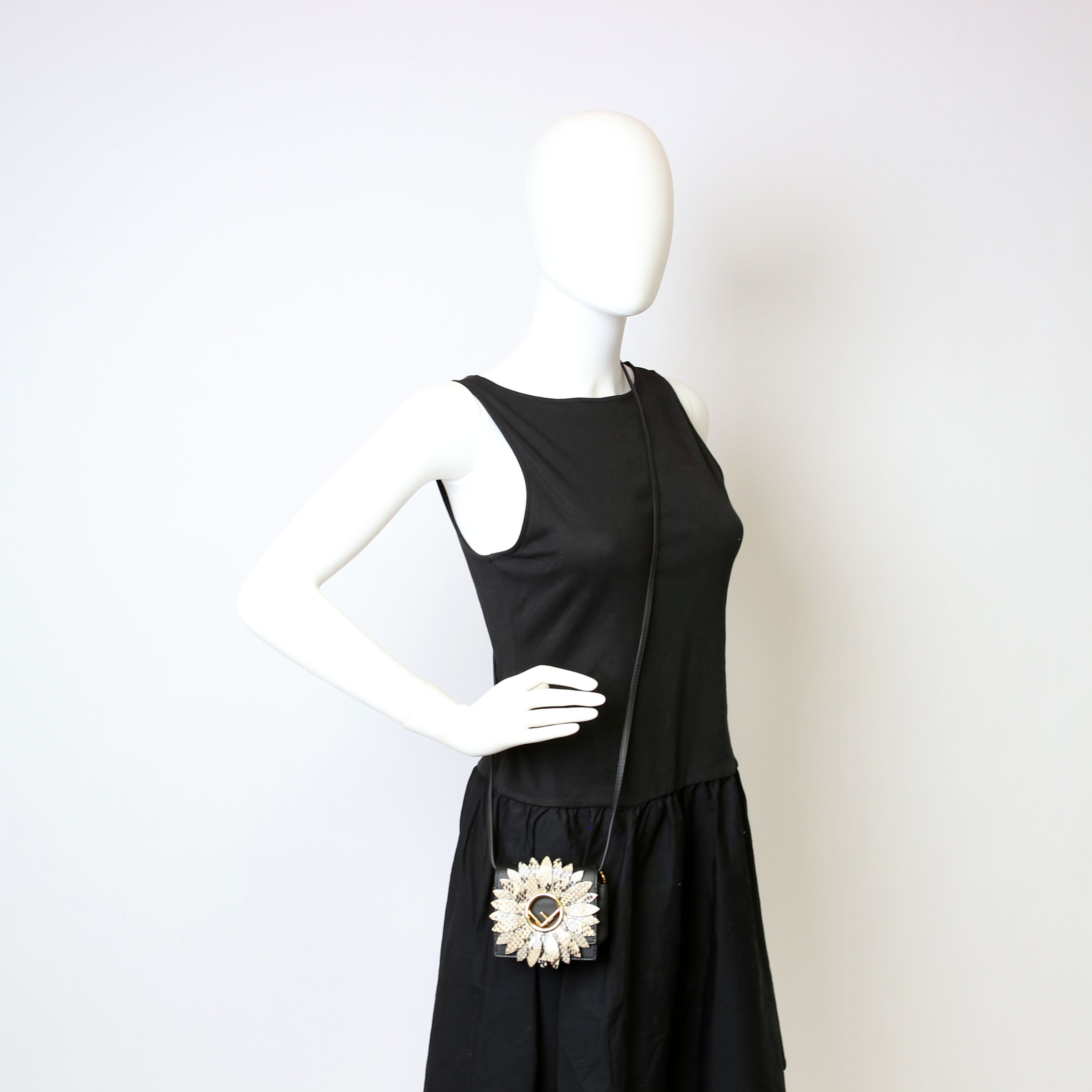 Fendi 8BS003 Kan I Micro Shoulder Vitello Flower F Is Fendi