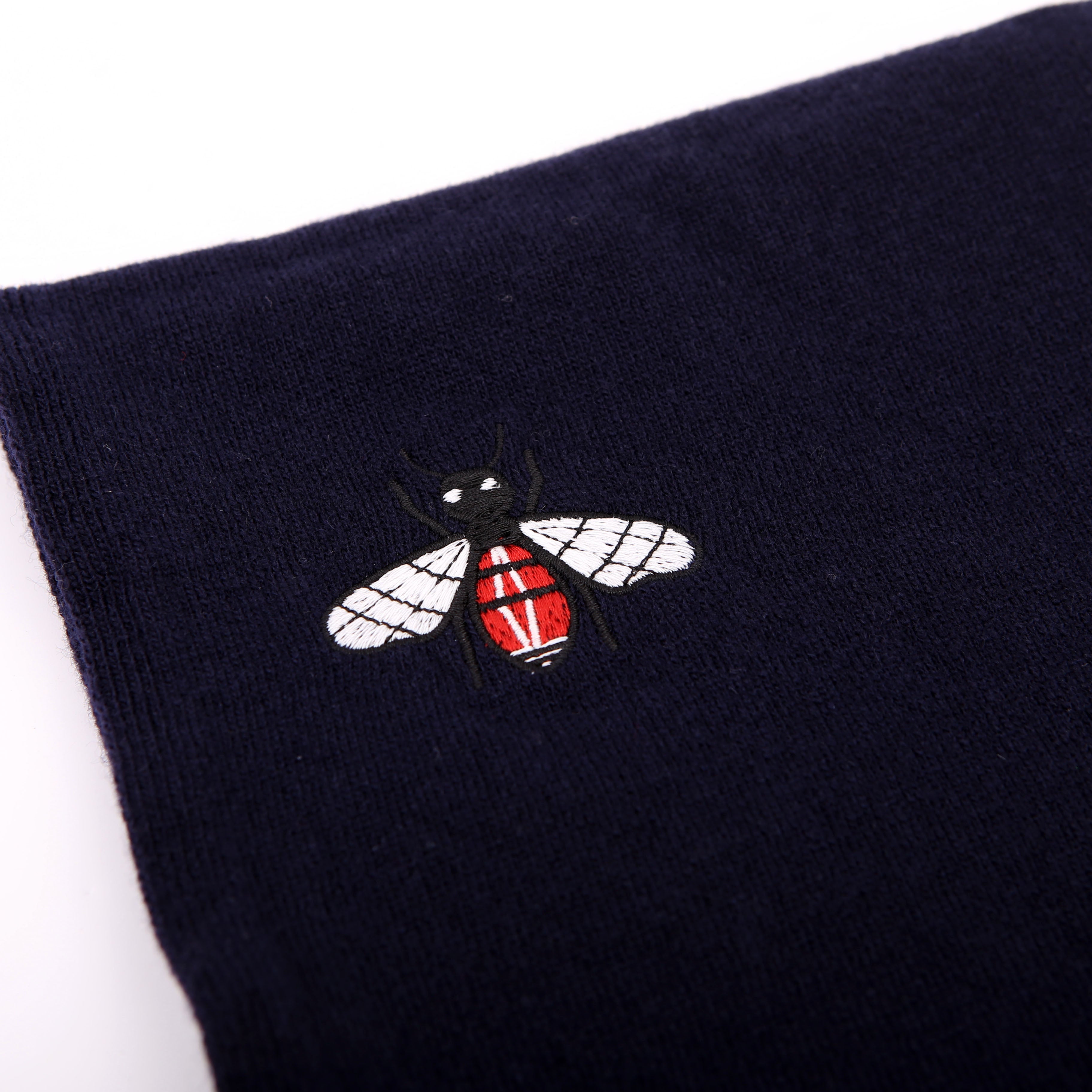 Embroidered Logos Wool Scarf Navy
