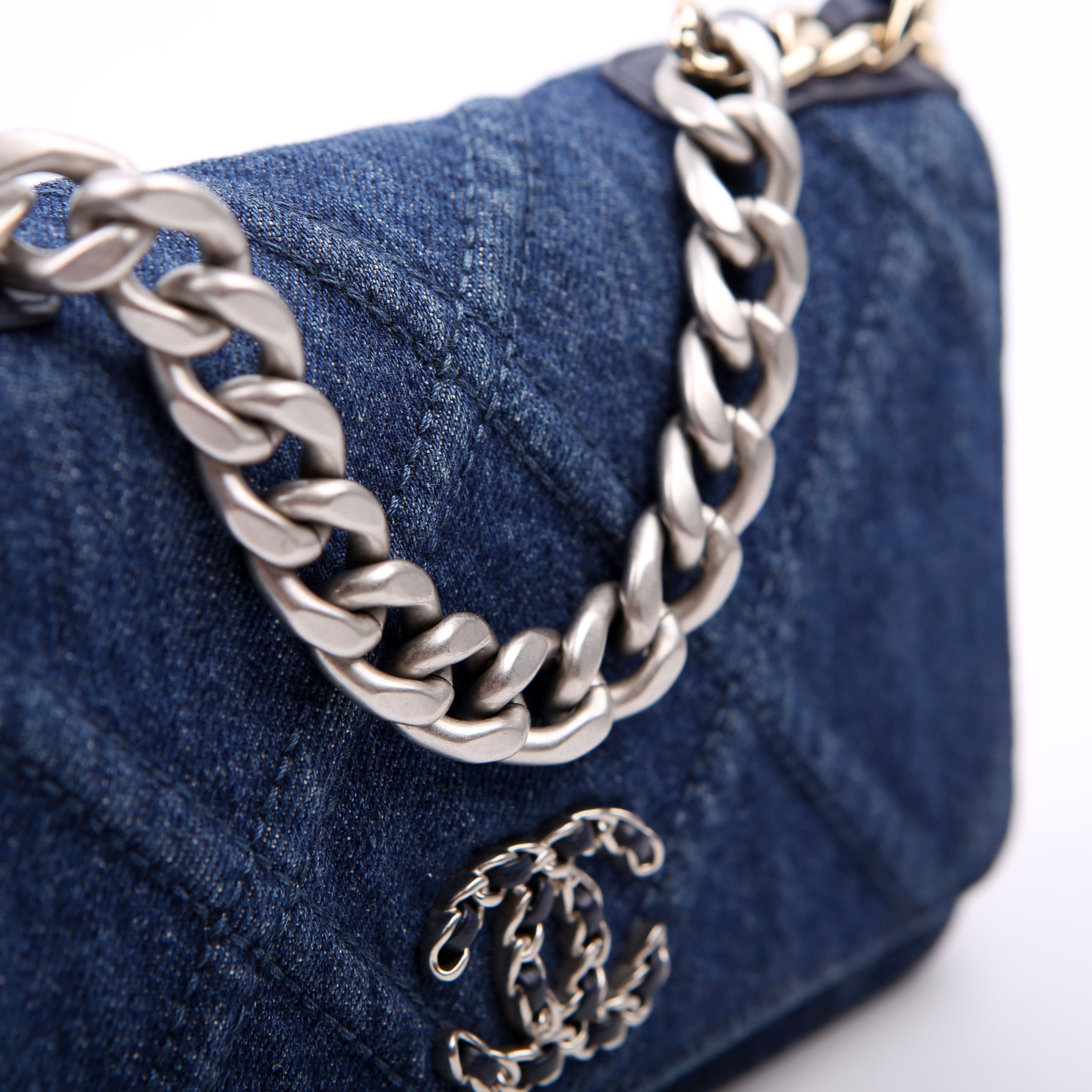 Chanel 19 WOC Quilted Denim RFID