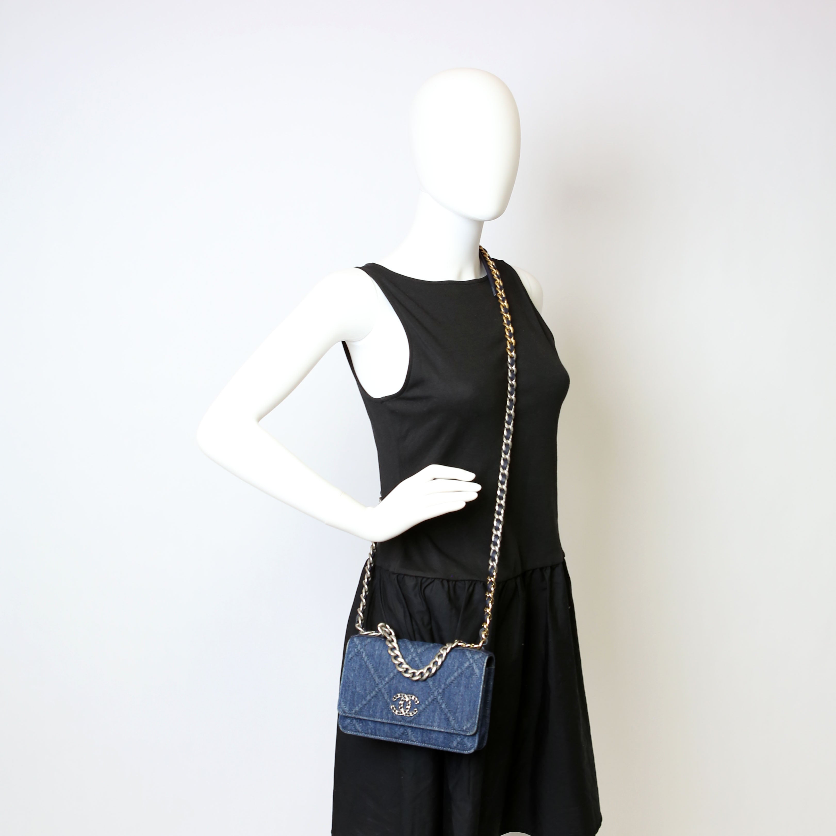 Chanel 19 WOC Quilted Denim RFID