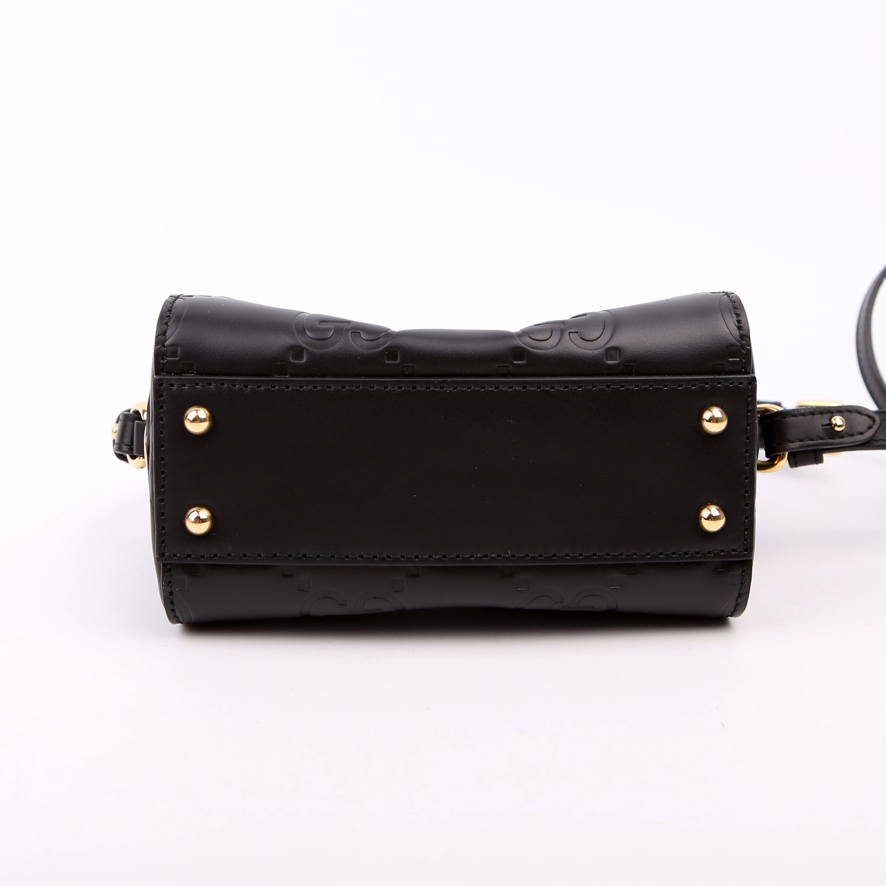 790130 Jumbo GG Leather Mini Boston Black