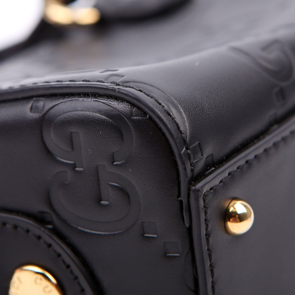 790130 Jumbo GG Leather Mini Boston Black