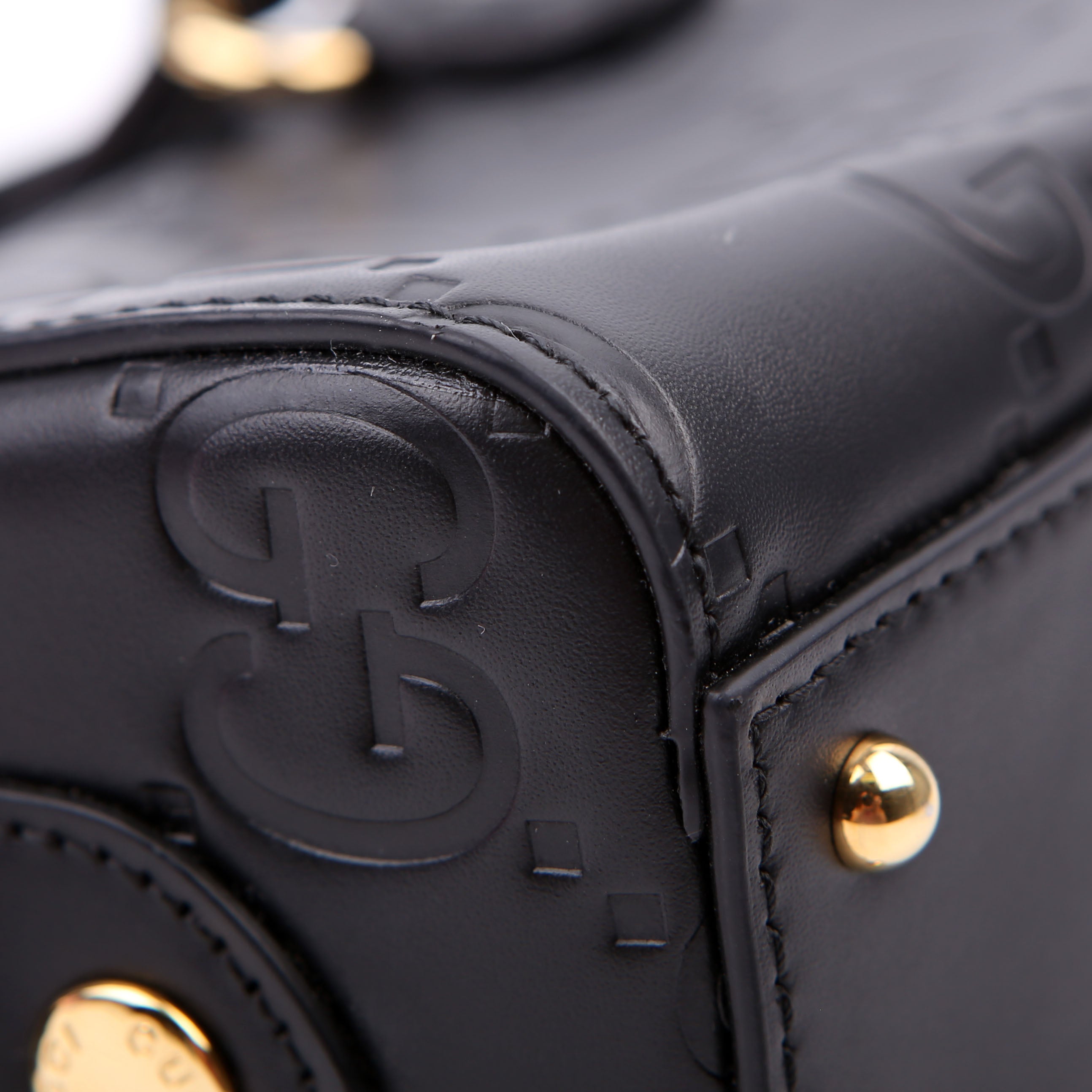 790130 Jumbo GG Leather Mini Boston Black