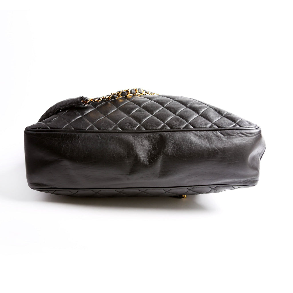 Quilted Lambskin Chain Shoulder Tote 1M Black