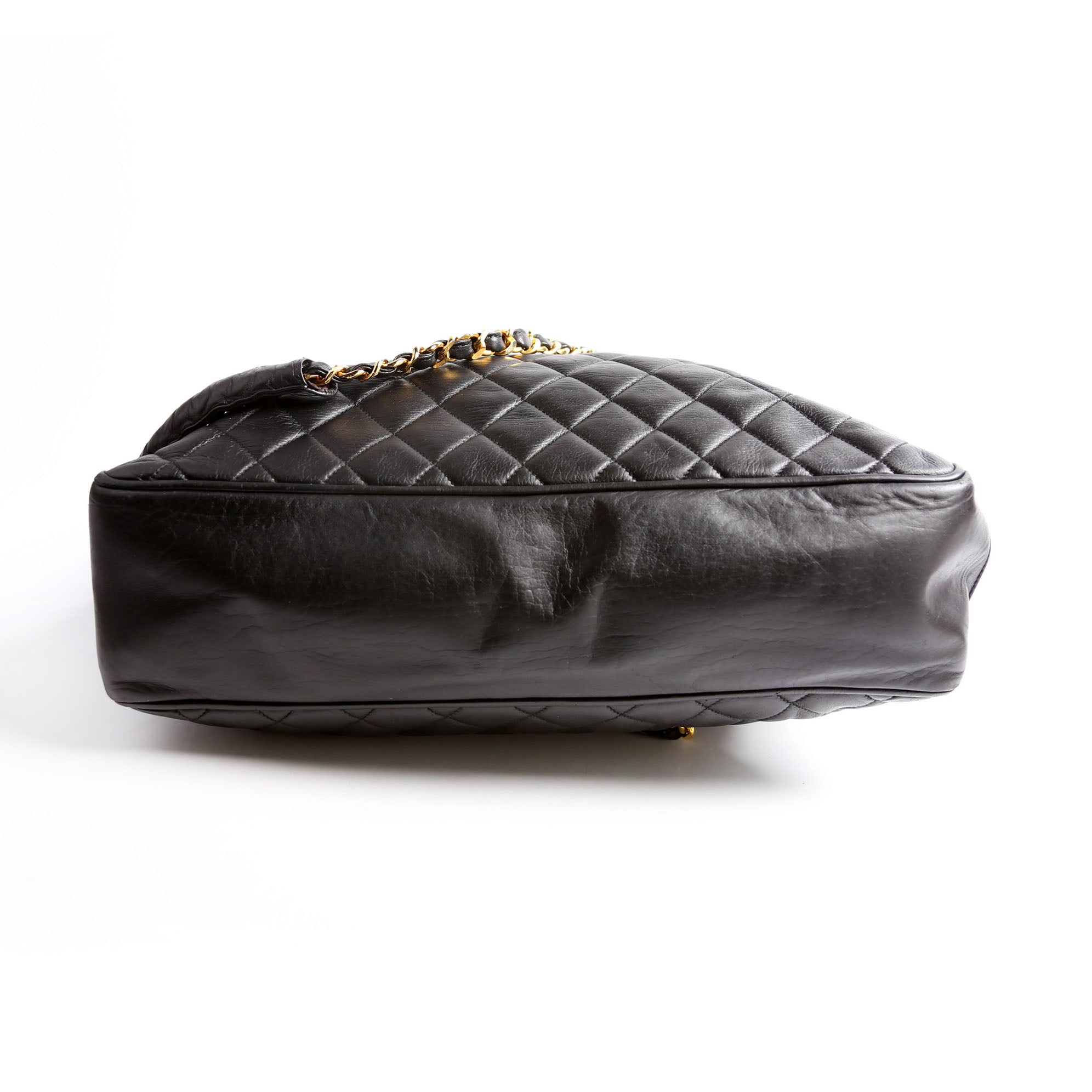 Quilted Lambskin Chain Shoulder Tote 1M Black