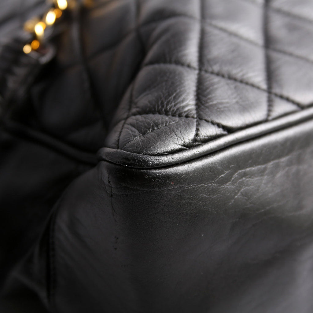Quilted Lambskin Chain Shoulder Tote 1M Black