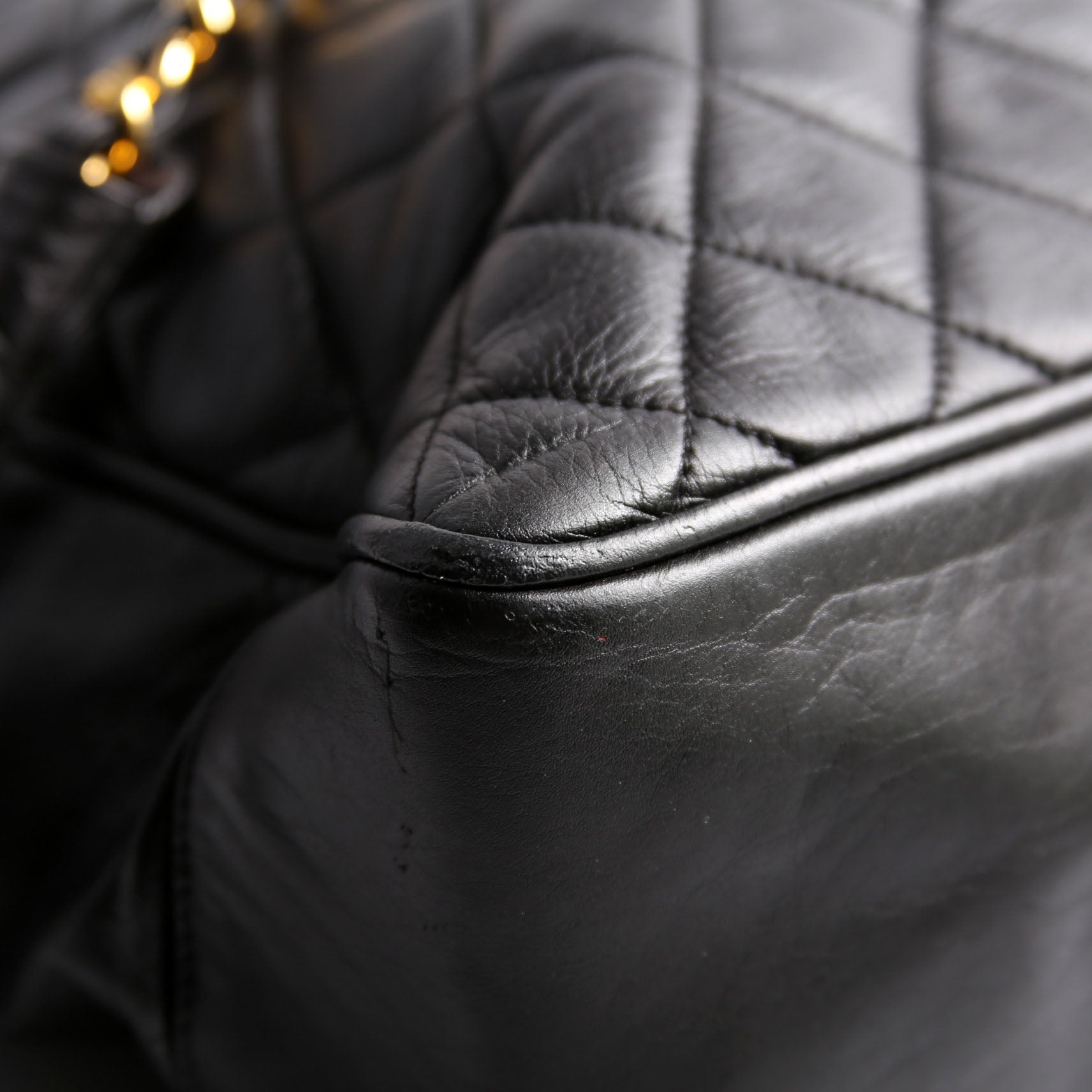Quilted Lambskin Chain Shoulder Tote 1M Black