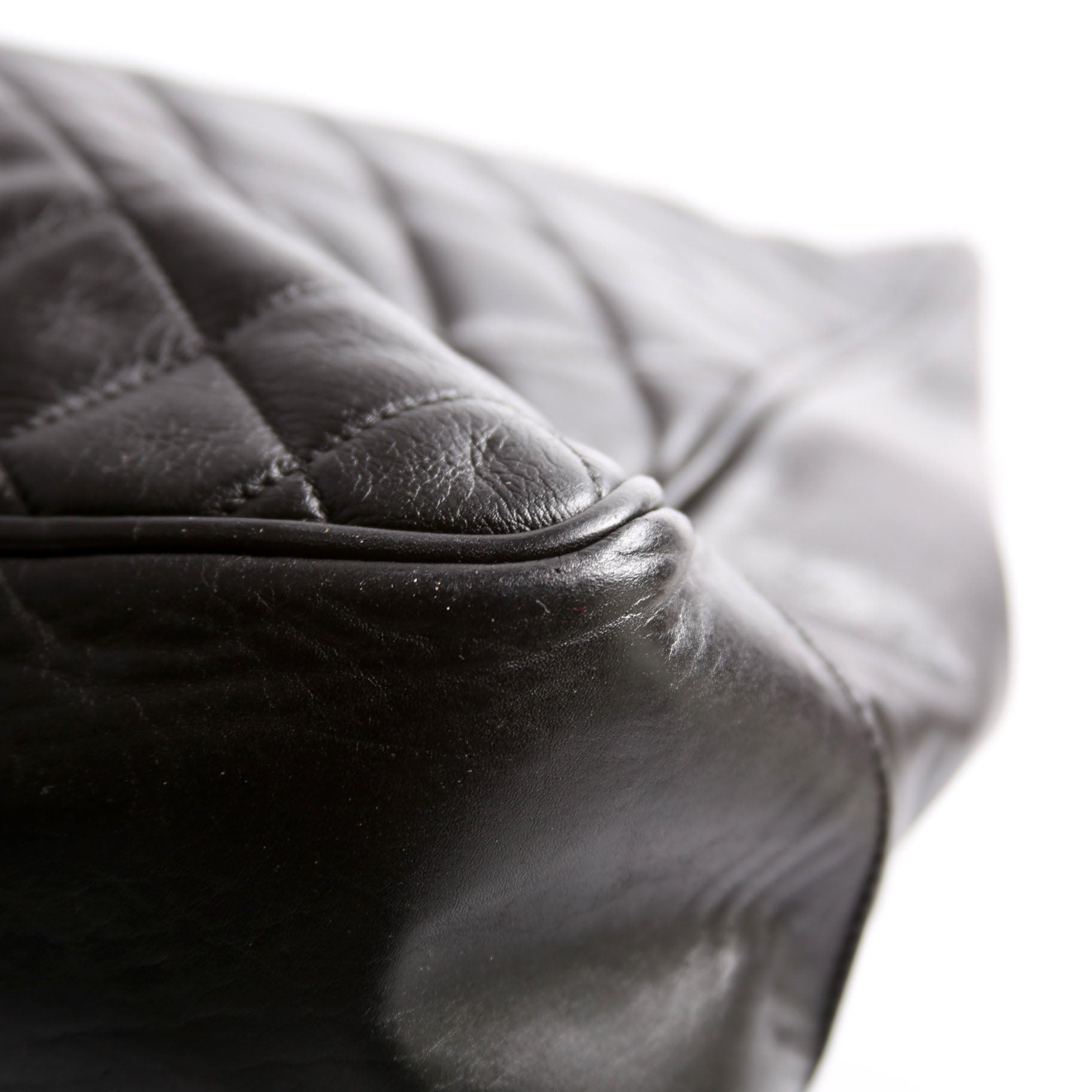 Quilted Lambskin Chain Shoulder Tote 1M Black