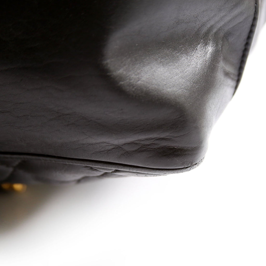 Quilted Lambskin Chain Shoulder Tote 1M Black