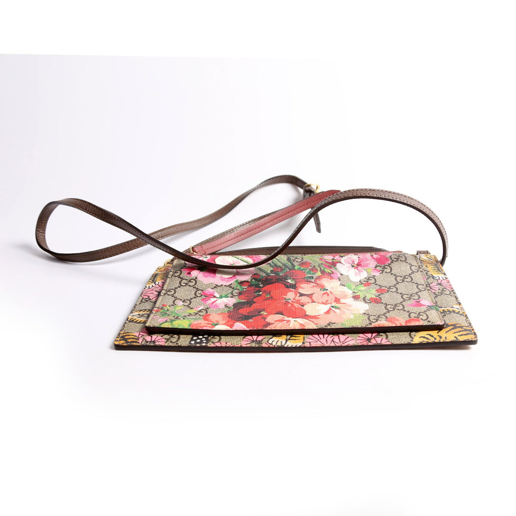 Gucci 454111 GG Supreme Blooms/Bengal Double Zip Shoulder Bag