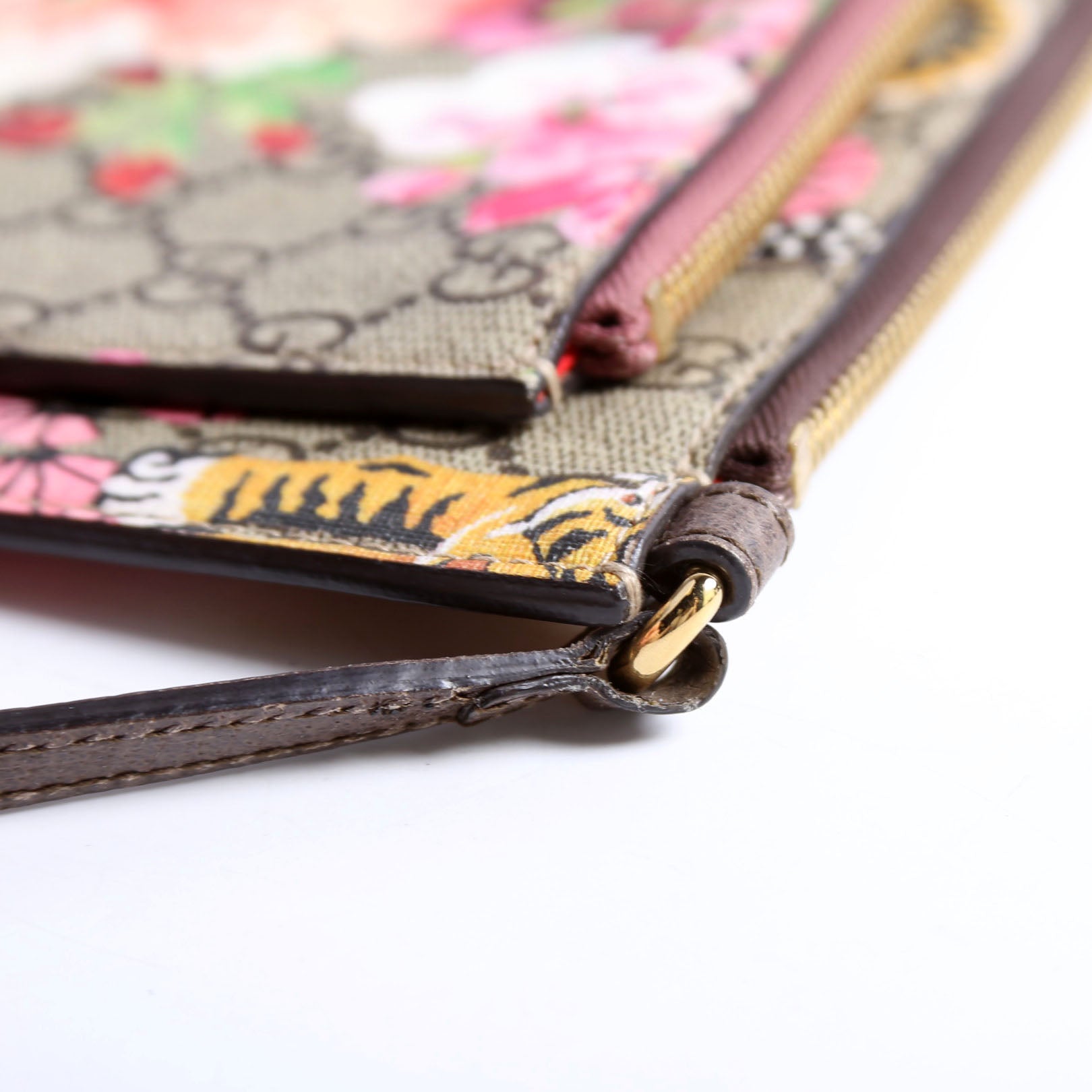 Gucci 454111 GG Supreme Blooms/Bengal Double Zip Shoulder Bag