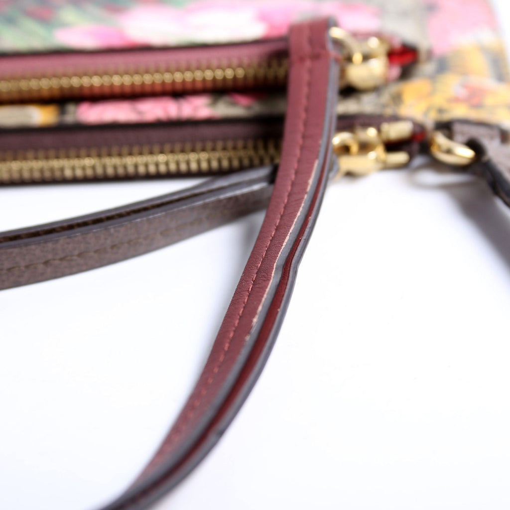Gucci 454111 GG Supreme Blooms/Bengal Double Zip Shoulder Bag