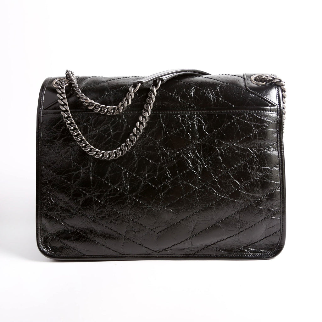 Niki Large Crinkled Leather 633157 Black