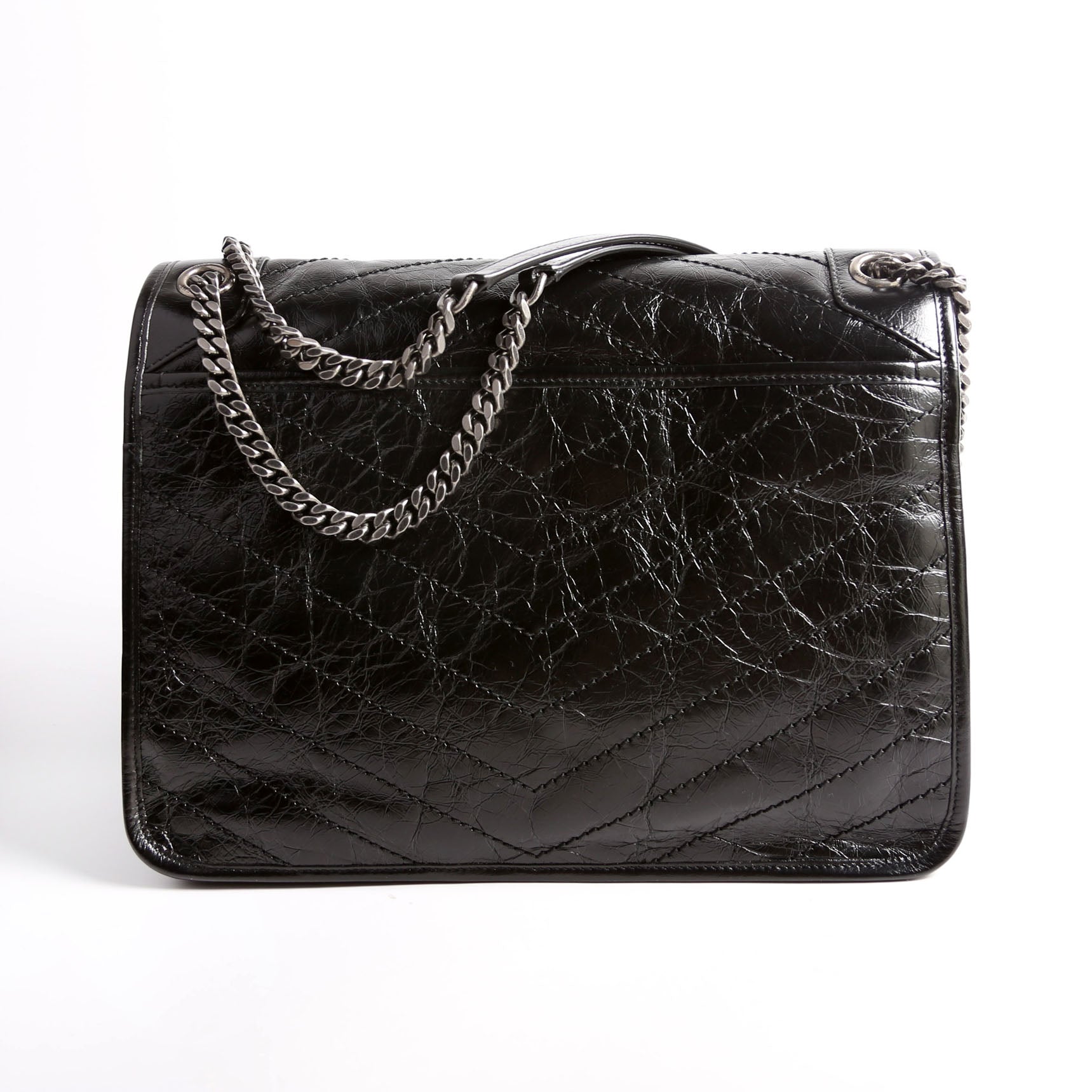 Niki Large Crinkled Leather 633157 Black