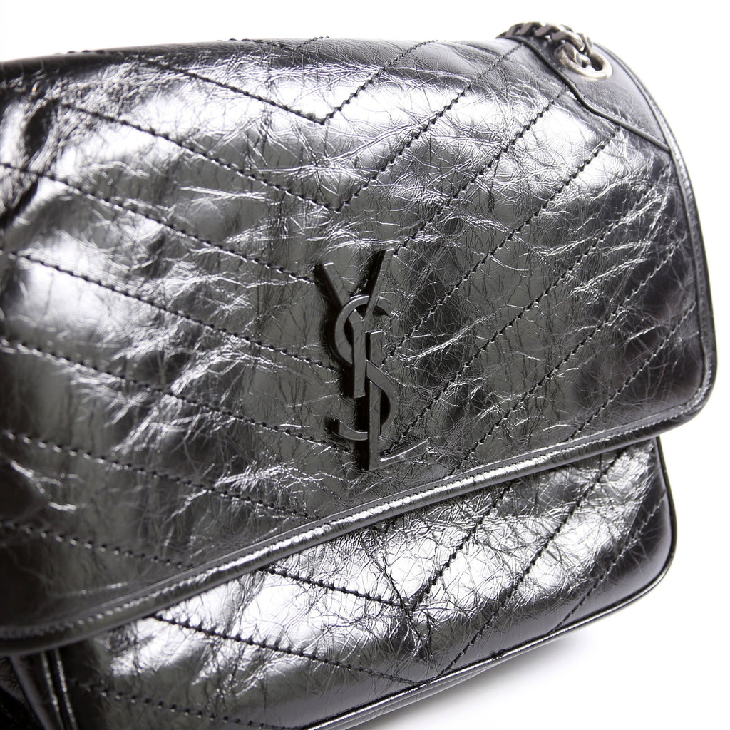 Niki Large Crinkled Leather 633157 Black