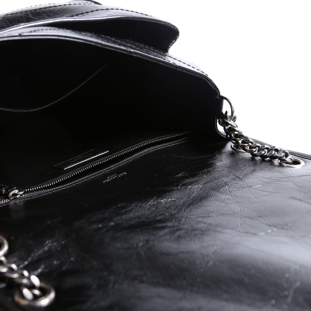 Niki Large Crinkled Leather 633157 Black