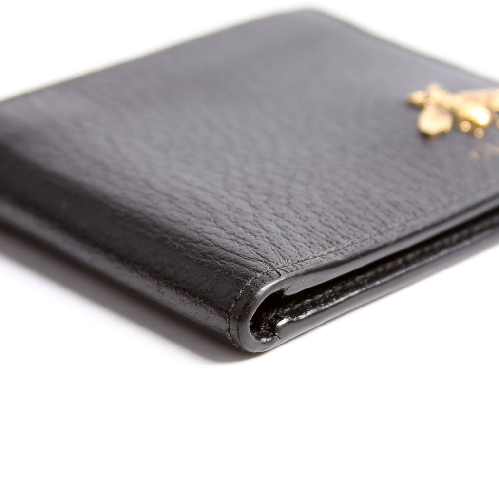 523664 Animalier Bee Leather Wallet Black
