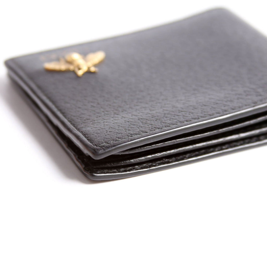 523664 Animalier Bee Leather Wallet Black