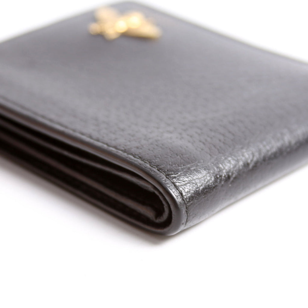 523664 Animalier Bee Leather Wallet Black