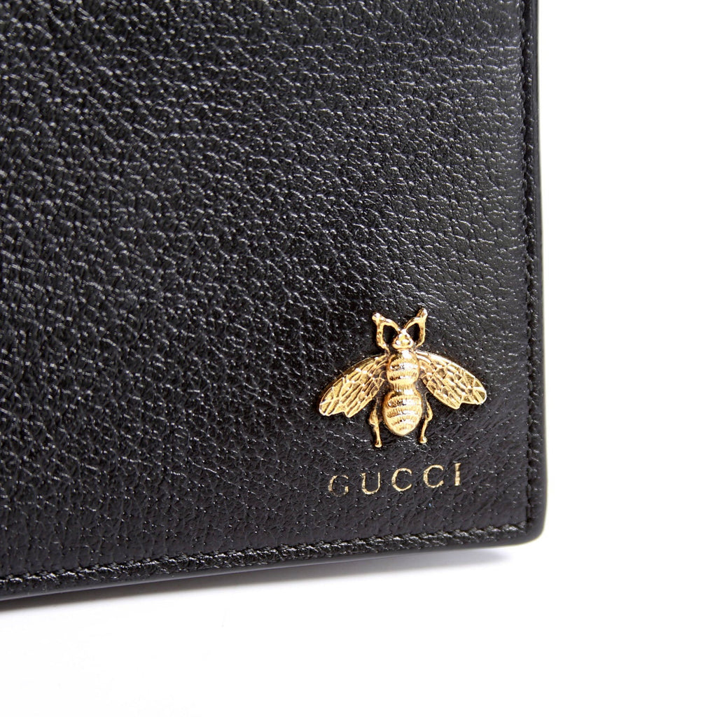 523664 Animalier Bee Leather Wallet Black