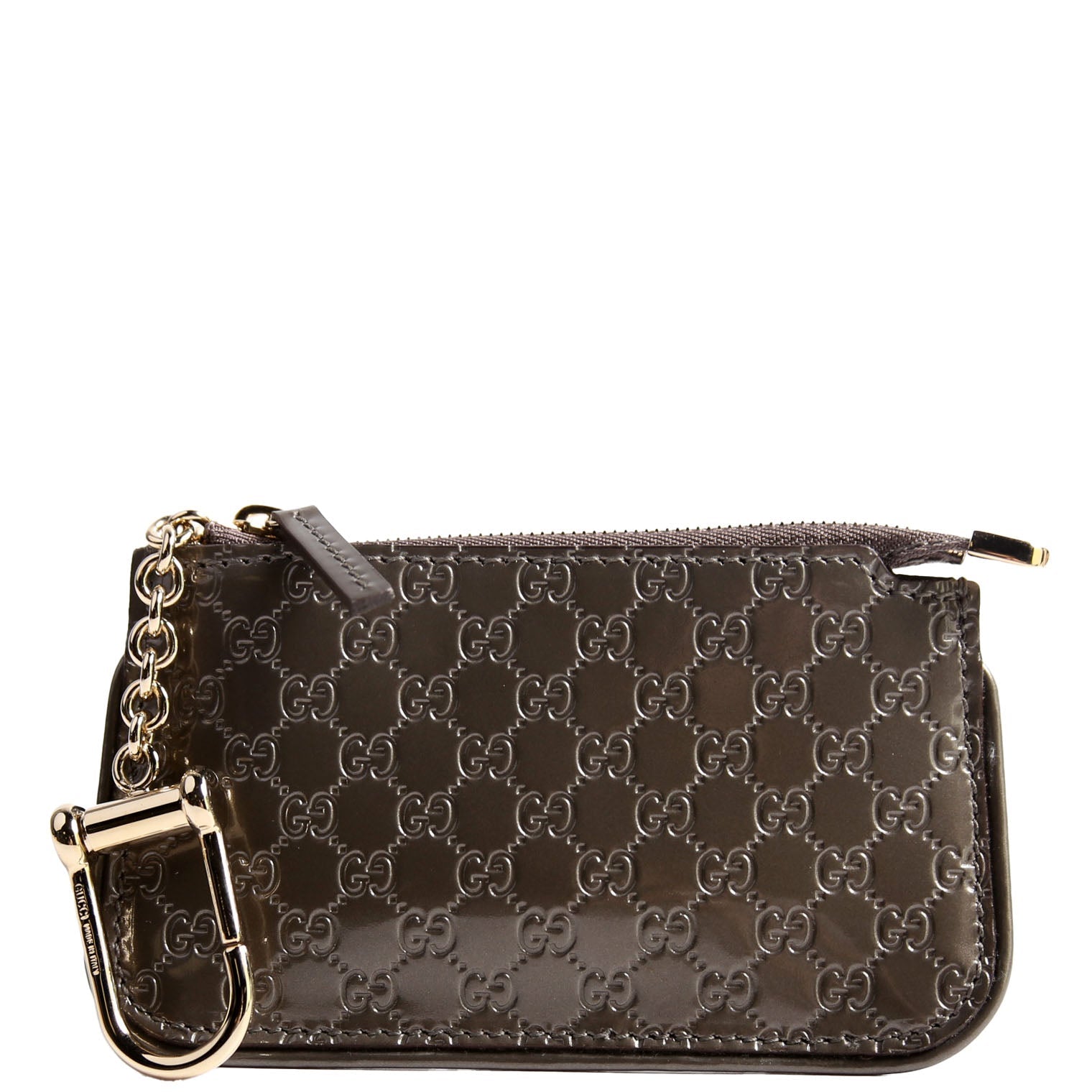 233183 Micro Guccissima Patent Key Pouch Gray