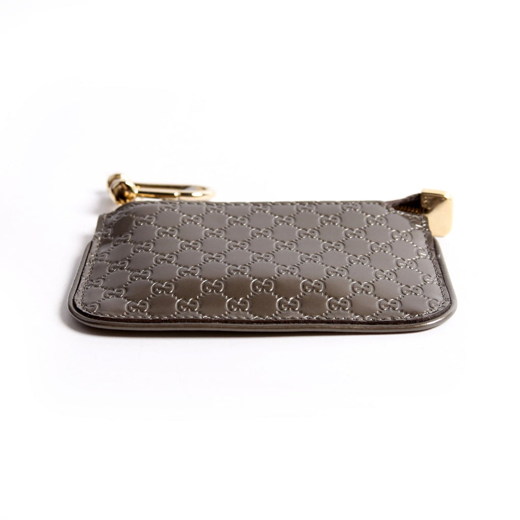 233183 Micro Guccissima Patent Key Pouch Gray