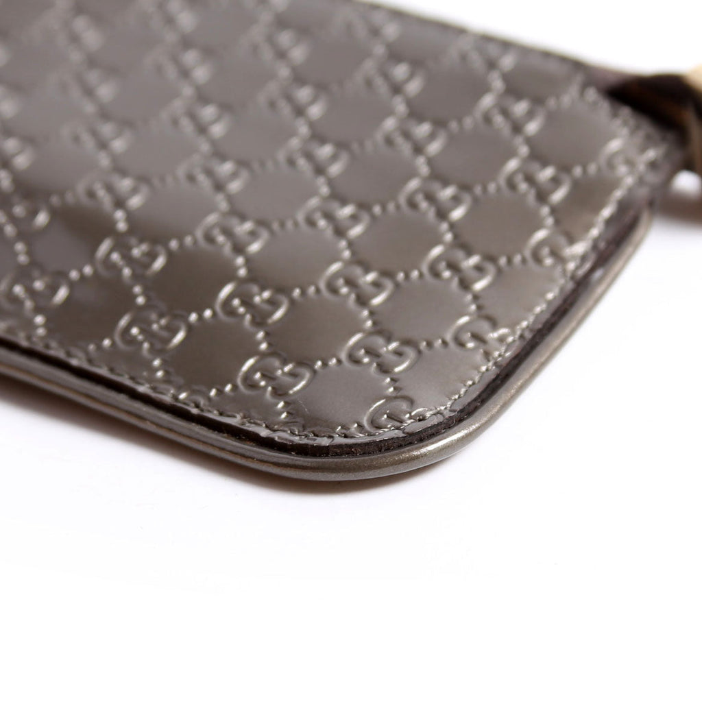 233183 Micro Guccissima Patent Key Pouch Gray