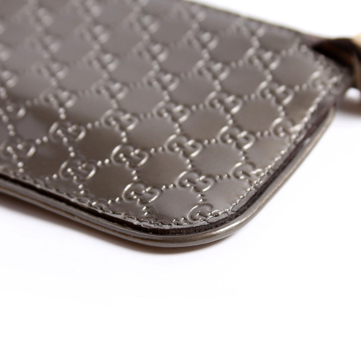 233183 Micro Guccissima Patent Key Pouch Gray