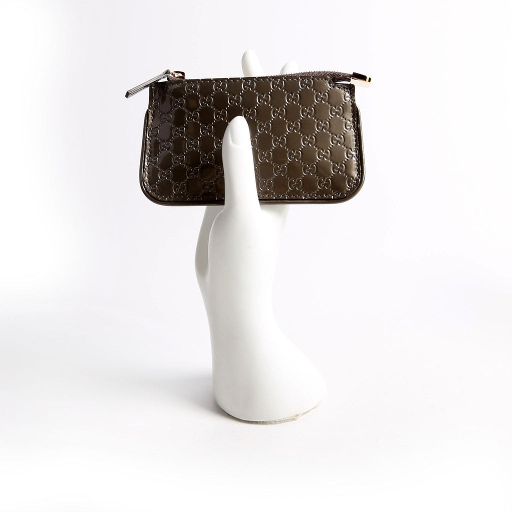 233183 Micro Guccissima Patent Key Pouch Gray