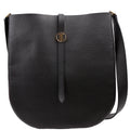 Anne Grain Calfskin Saddle Bag Black