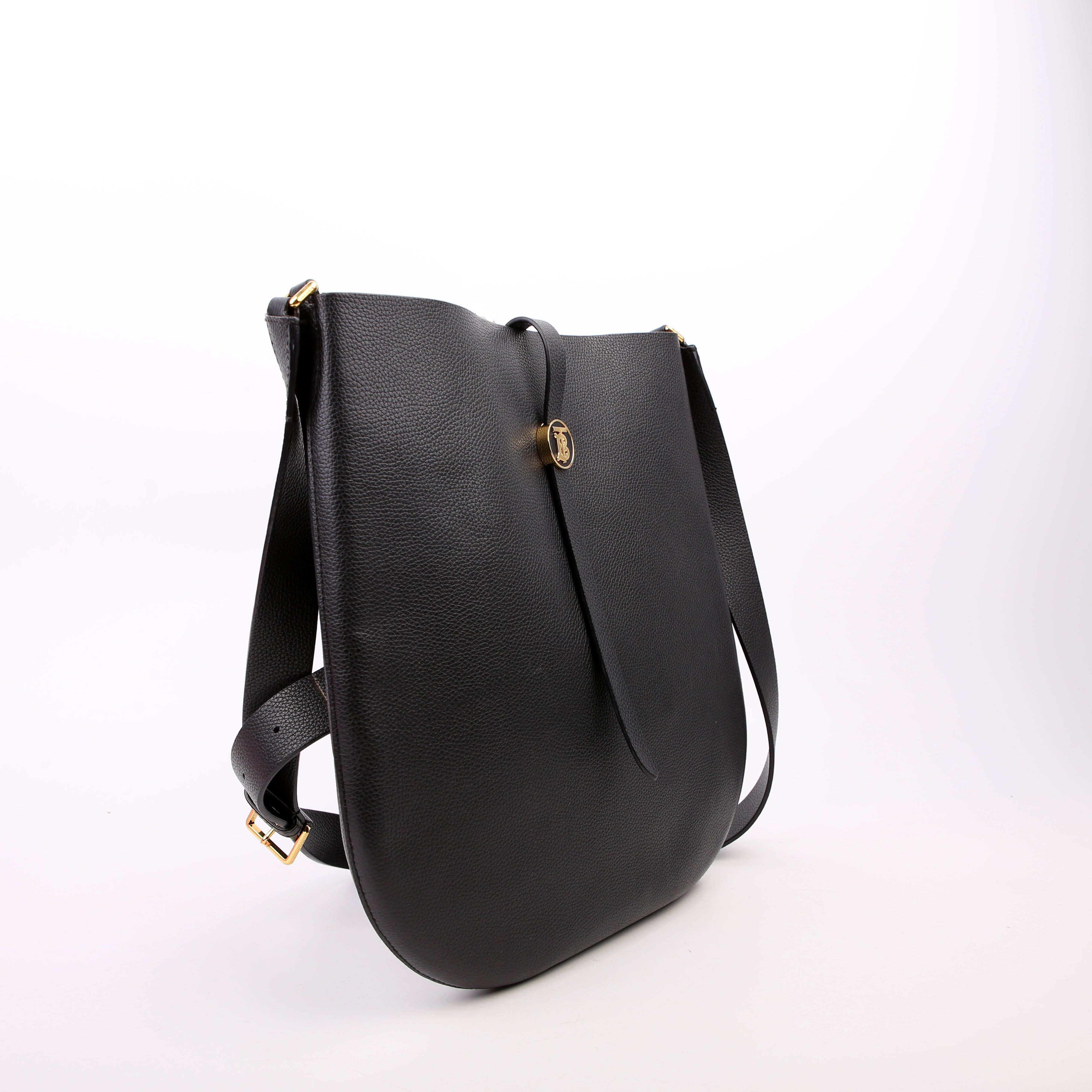 Anne Grain Calfskin Saddle Bag Black
