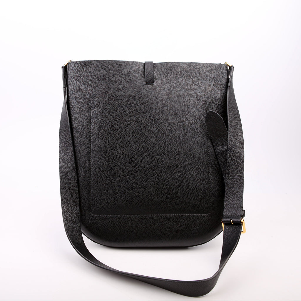 Anne Grain Calfskin Saddle Bag Black