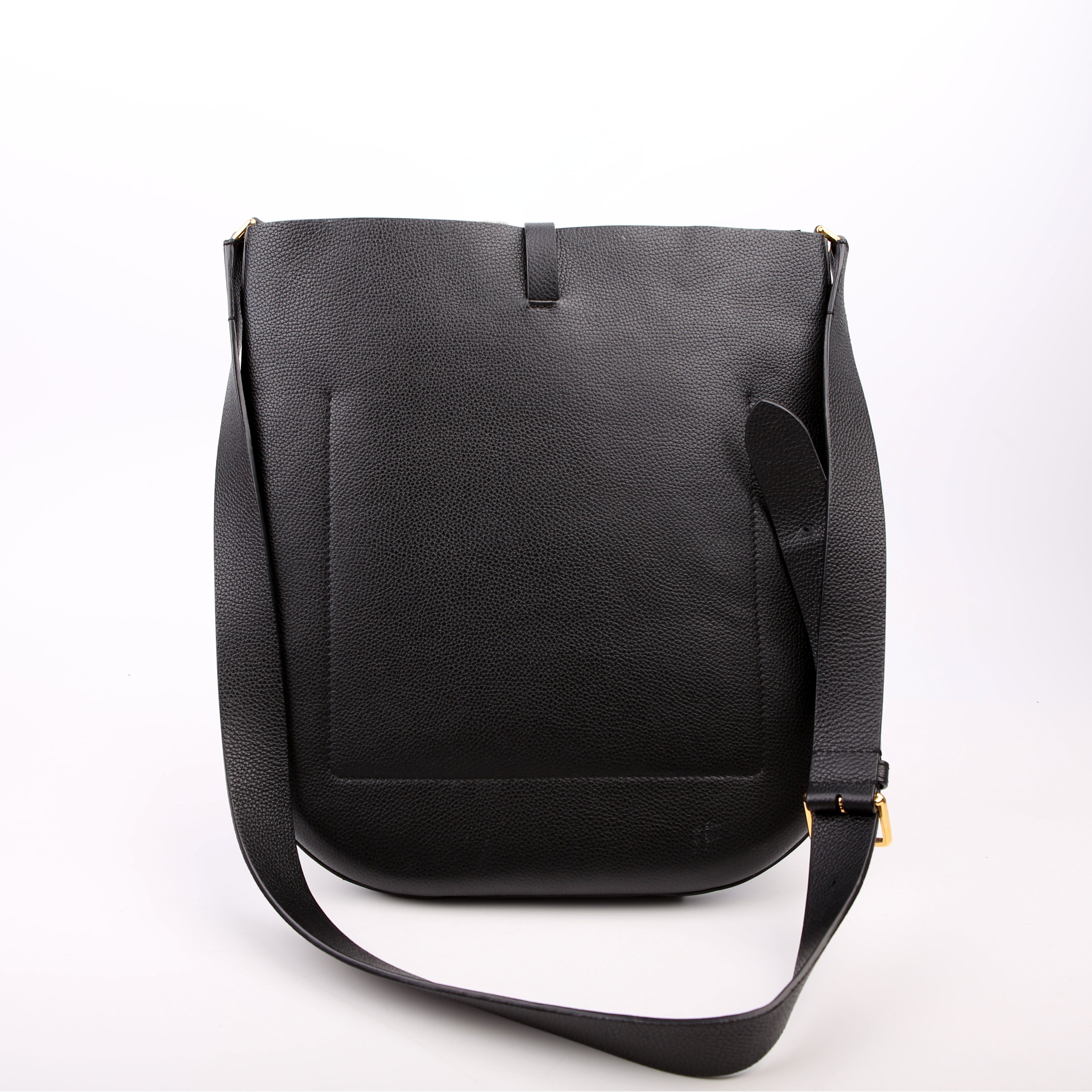 Anne Grain Calfskin Saddle Bag Black