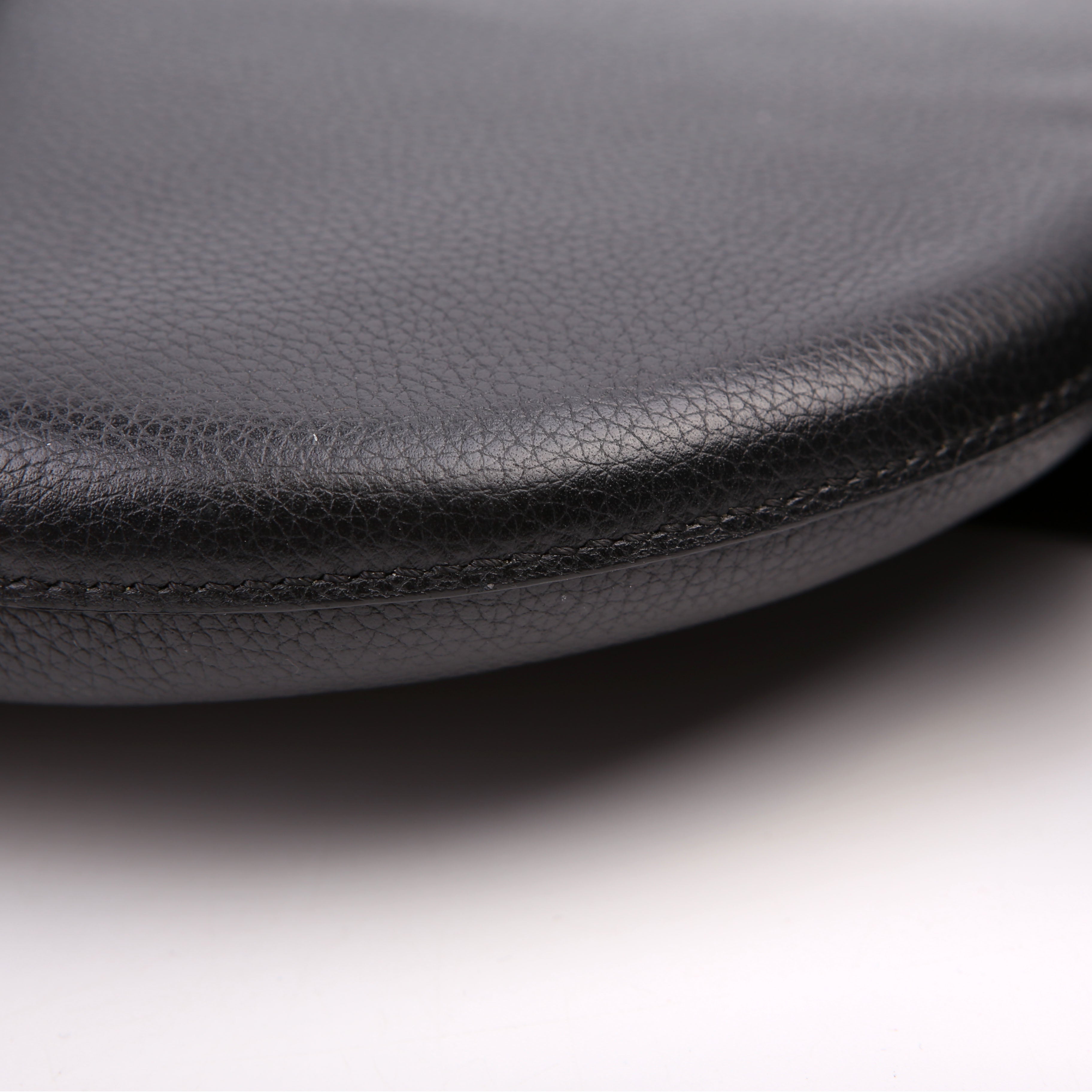 Anne Grain Calfskin Saddle Bag Black