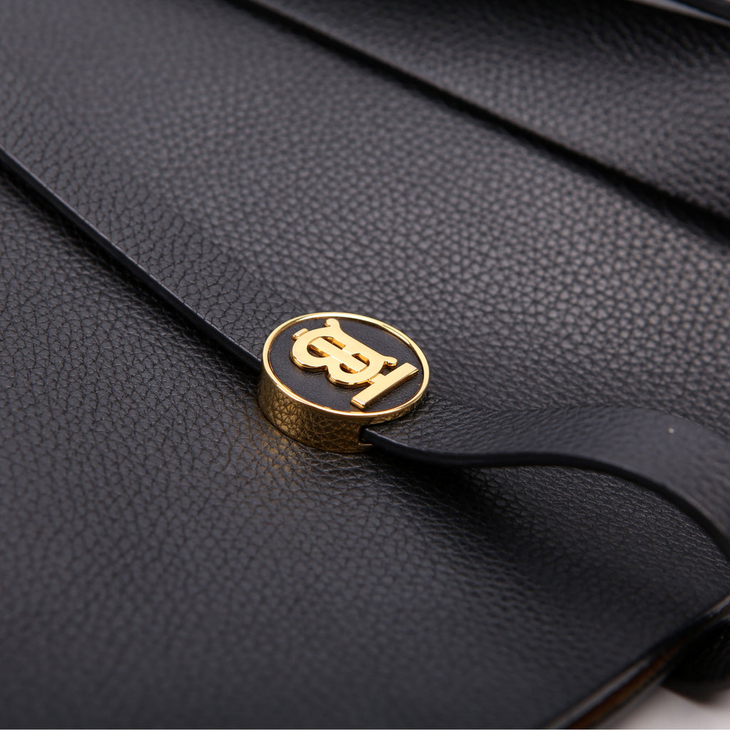 Anne Grain Calfskin Saddle Bag Black
