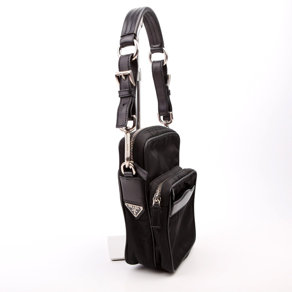 BR2159 Nylon Semitracolla Shoulder Bag Black