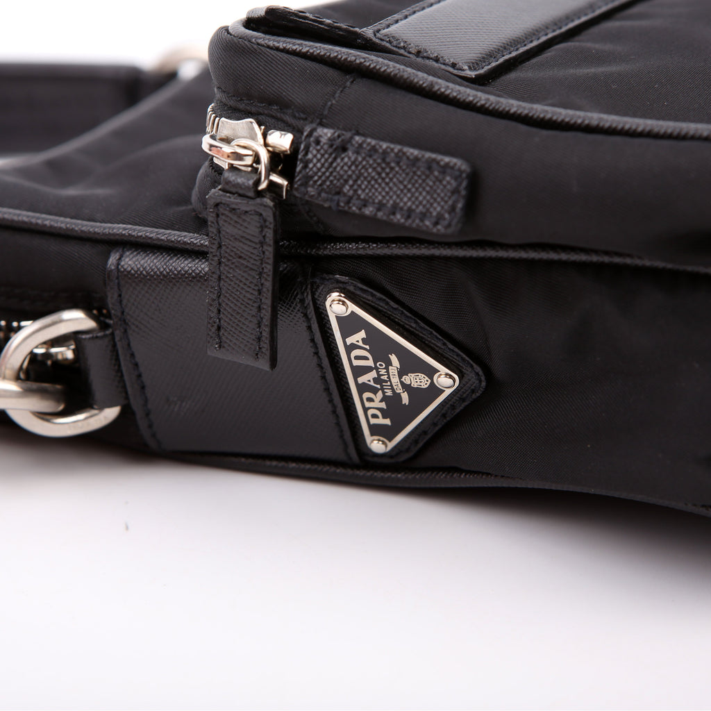 BR2159 Nylon Semitracolla Shoulder Bag Black