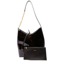 SAINT LAURENT Rendez-Vous Patent Calfskin Hobo Black