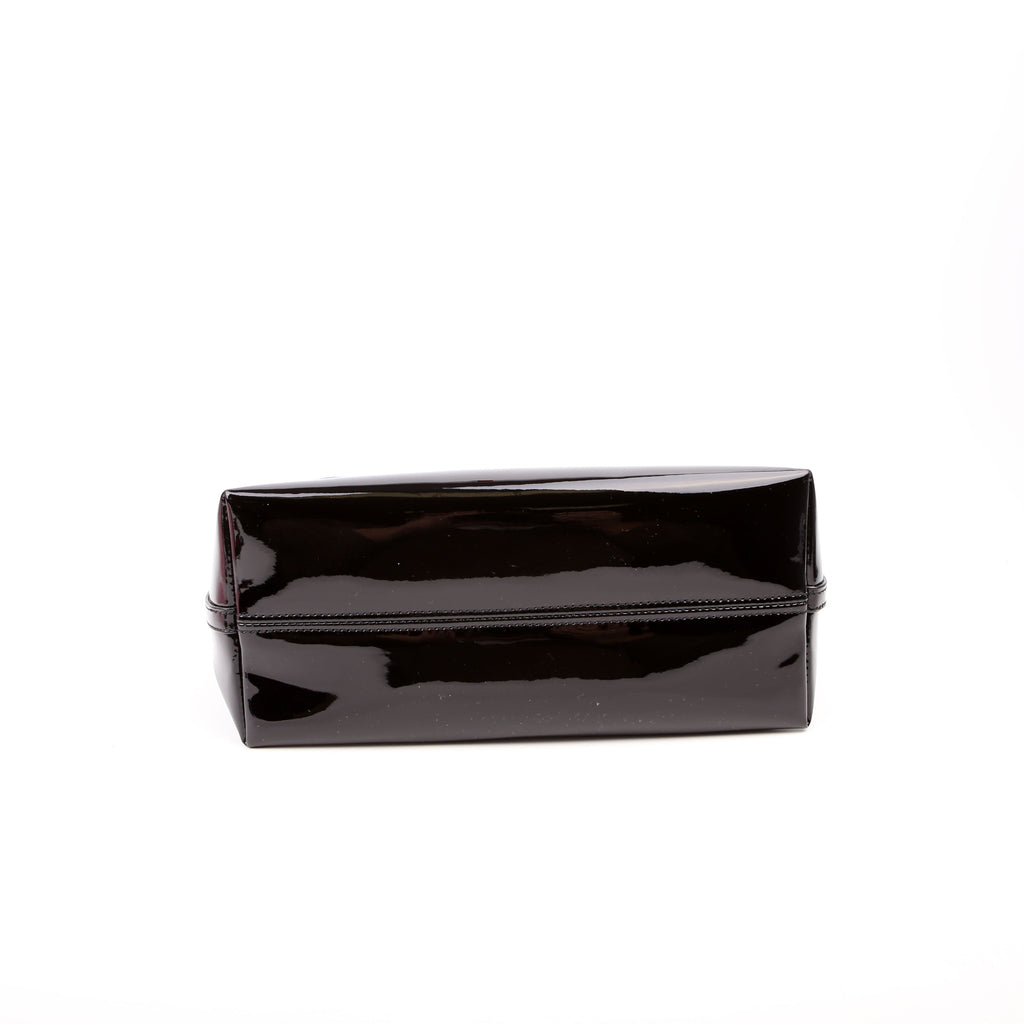 SAINT LAURENT Rendez-Vous Patent Calfskin Hobo Black