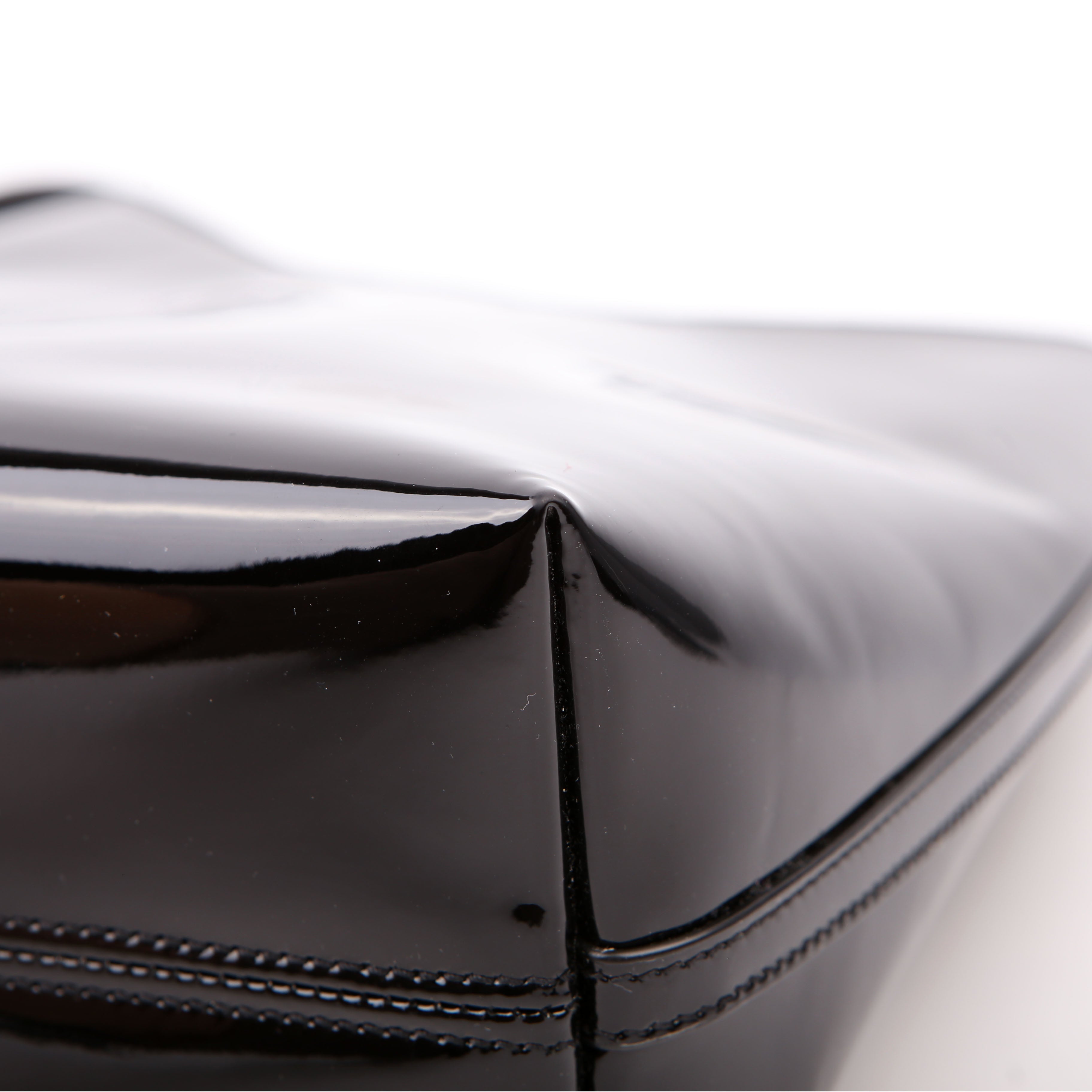 SAINT LAURENT Rendez-Vous Patent Calfskin Hobo Black