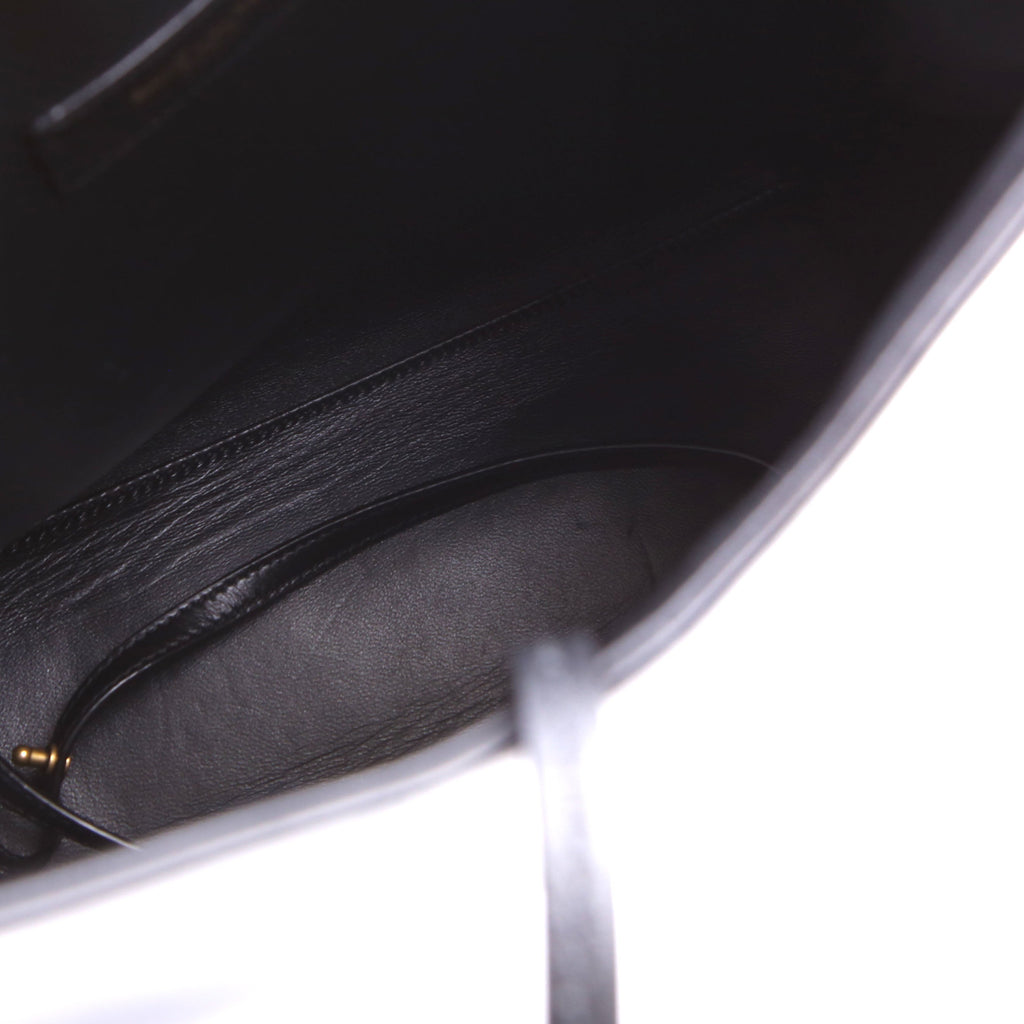 SAINT LAURENT Rendez-Vous Patent Calfskin Hobo Black