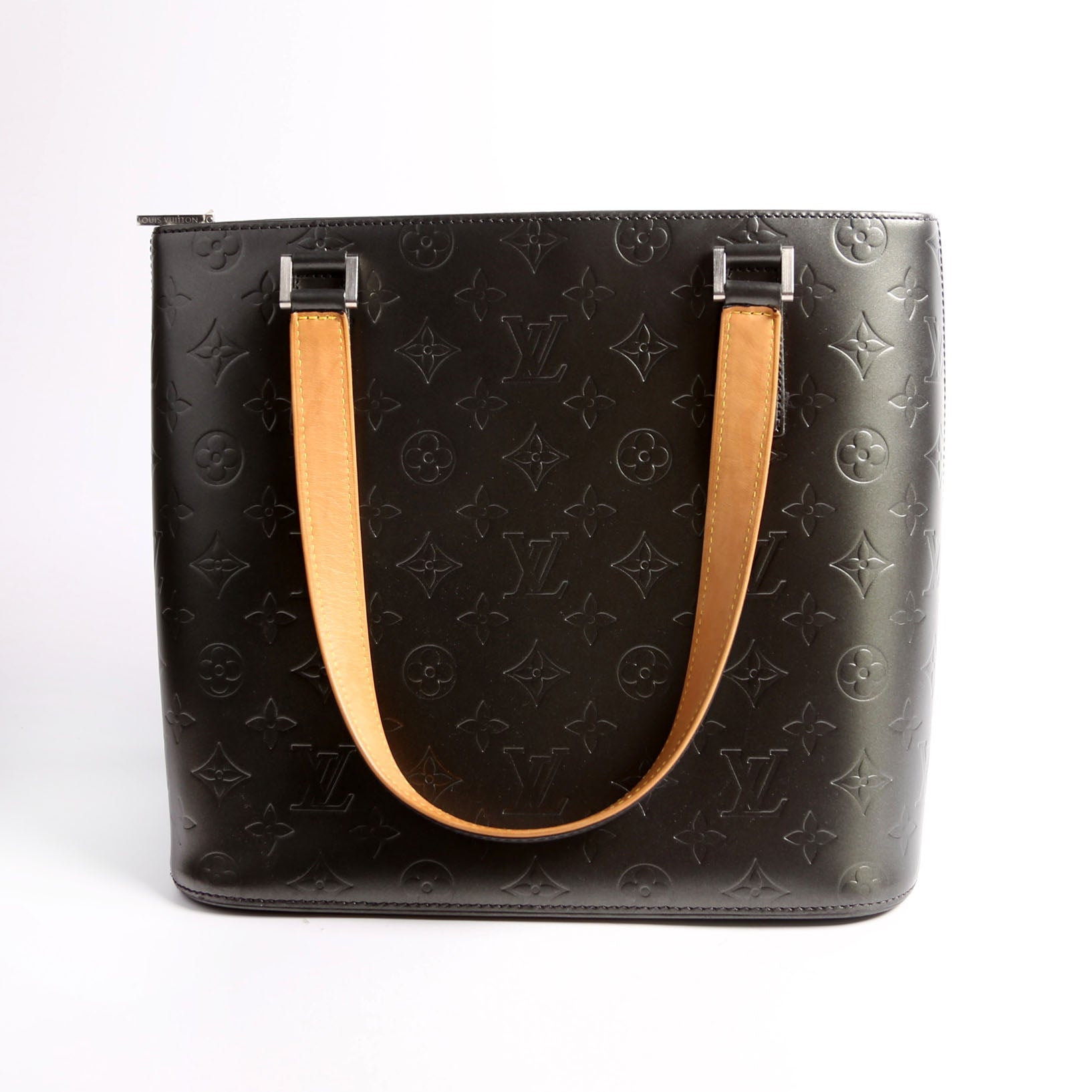 Stockton Monogram Mat Leather Gray