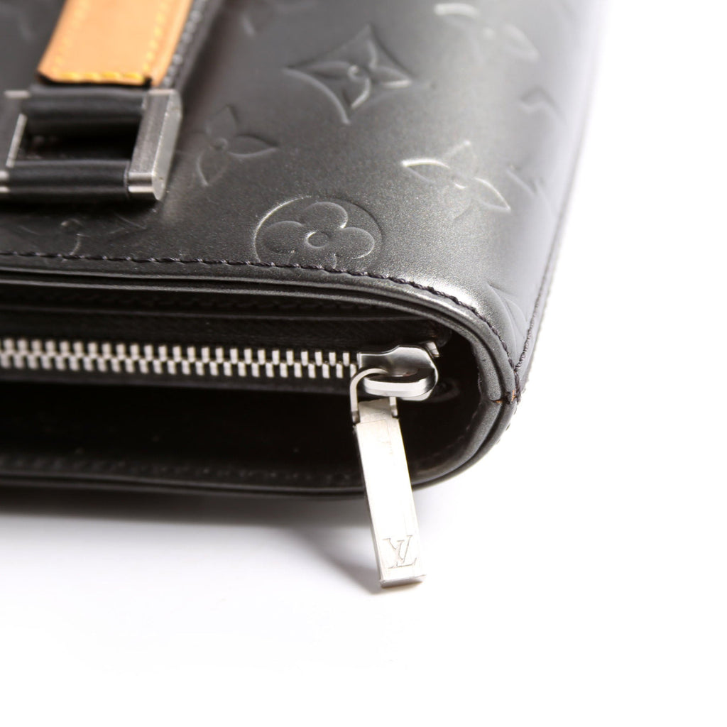 Stockton Monogram Mat Leather Gray