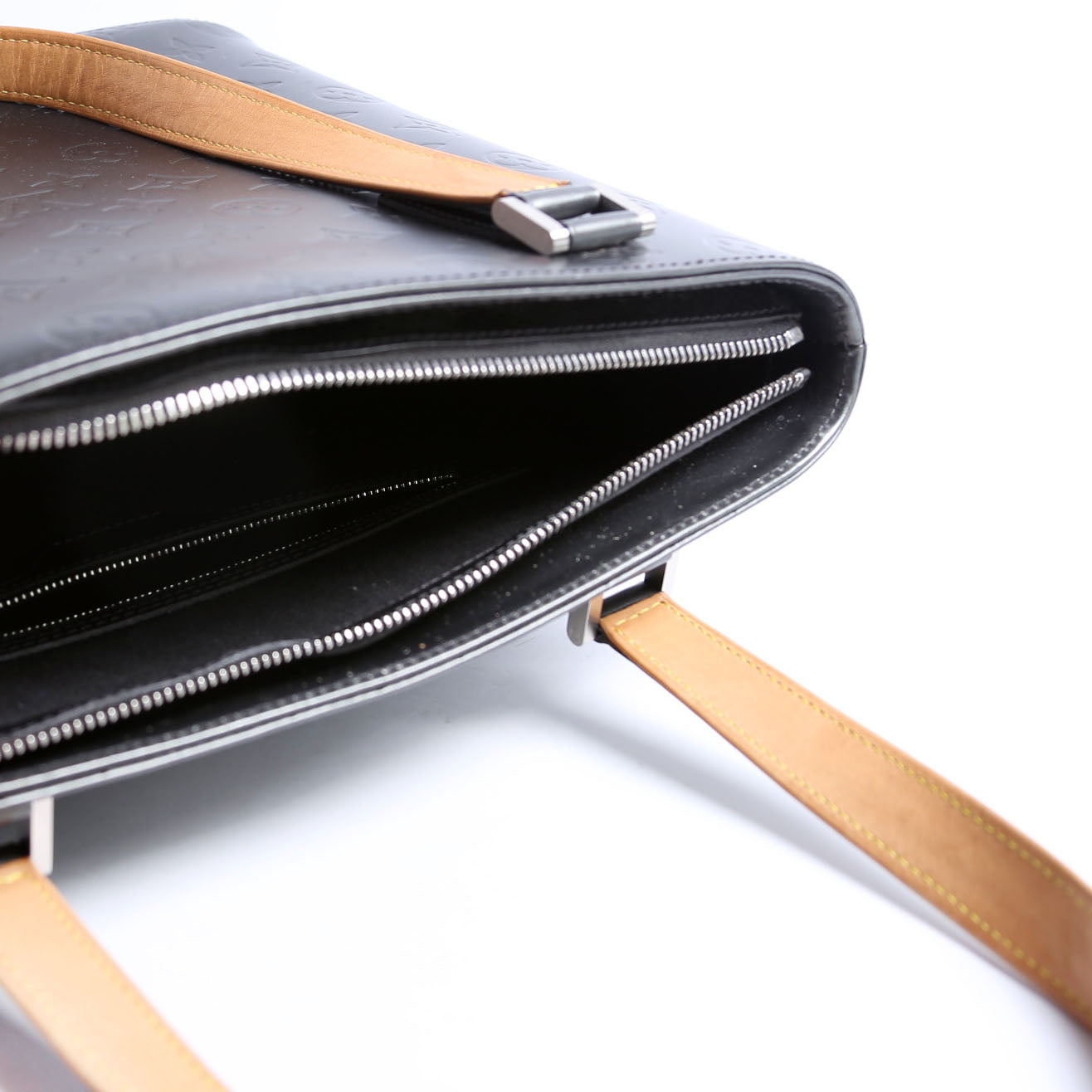 Stockton Monogram Mat Leather Gray