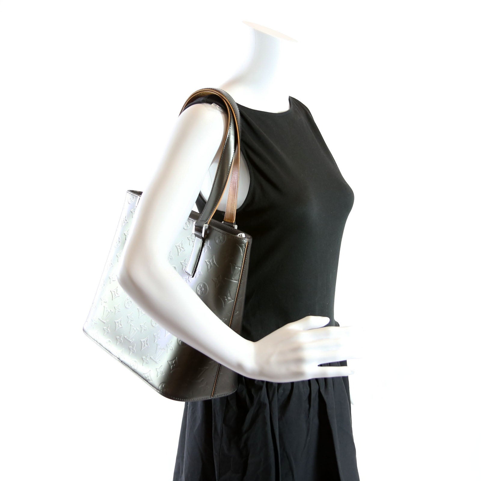 Stockton Monogram Mat Leather Gray